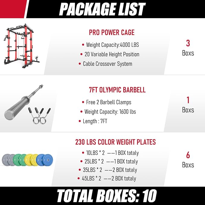 SPORTSROYALS Power Rack, Multi-Functional Power Cage, Squat Rack with Pulley System & LAT Pull Down, Workout Cage with J Hooks for Home Gym