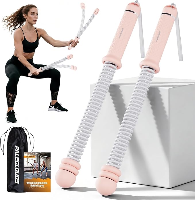 Portable Ropeless Battle Ropes, Adjustable Weights Cordless Battle Ropes for Home Gym with Storage Bag, Weighted Exercise Equipment for Low-Impact Workout, Strength & HIIT, for Men & Women