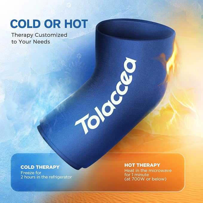 Elbow and Knee Ice Pack - Cold Ice Sleeve with Reusable Gel & Cold Therapy Compression for Knee, Shin Splints, Calf Strain, Flexible Ice Pack for Tennis Elbow, Tendinitis(Small (Pack of 1), Blue)