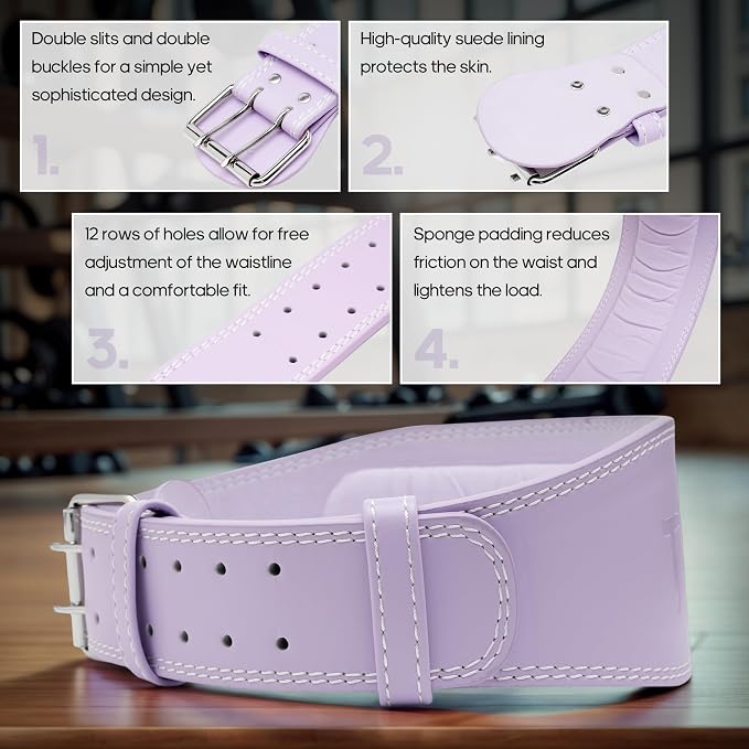 Women's Weight Lifting Belt 4 Inch Wide, Gym Powerlifting Belt for Women with Padded Lumbar Support, Adjustable Fitness Belt for Deadlift, Squats, Cross Training & Workout