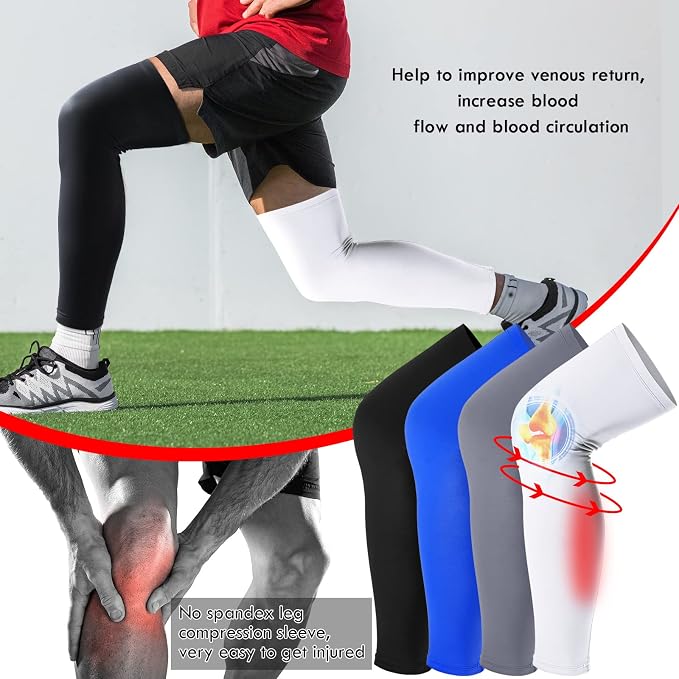 Tatuo Leg Sleeves Compression Long Knee Sleeve UV Protect for Men Women Sport Basketball Football