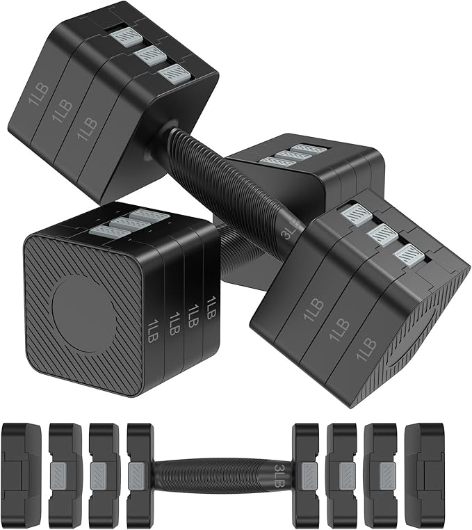 Hezeyferg Adjustable Dumbbells Set for Women/Men Home Gym | 18LBS 22LBS Adjustable Weight Dumbbells, Hand Weights Sets with Mutilple Levels, Full Body Workout