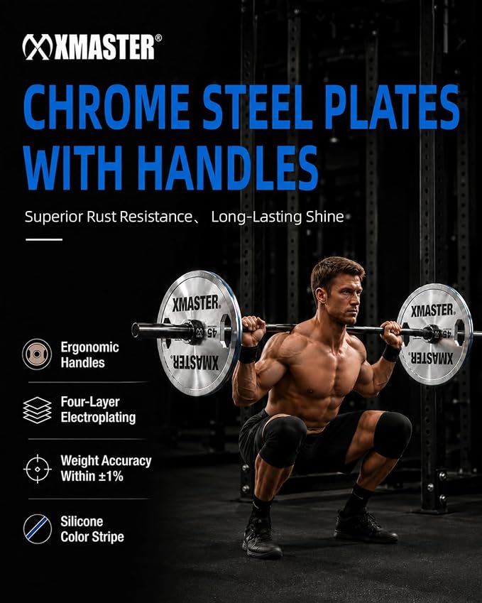 XMASTER FITNESS Hand Grip Chrome Steel Plates