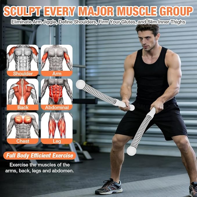 2PCS Ropeless Battle Ropes, Weighted Cordless Battle Ropes for Home Gym, Portable Silent Workout Rope Fitness Equipment for Full Body Toning, Low-Impact Workout, Strength & HIIT, Gray