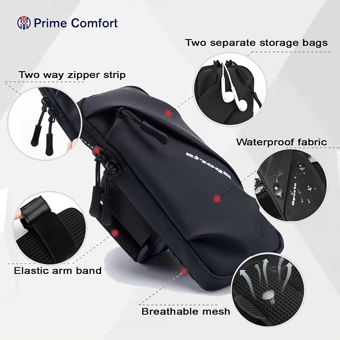 Cell Phone Holder Arm Band, Small Crossbody Shoulder Holsters Bag with Armband, Fits iPhone and All Cell Phones, Use for Running, Walking, Hiking & Biking (Plus Size,Red)