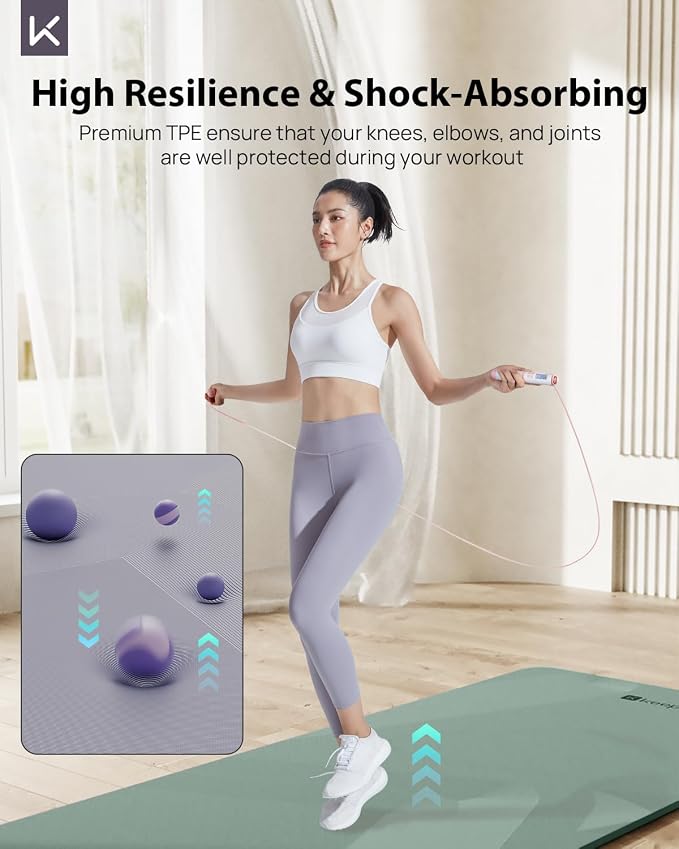 KEEP Extra Wide Yoga Mat, 7mm Thick 72" x 32" Exercise Mat | 7mm thick Extra wide yoga mat with carry strap for home workout, yoga, exercise and Pilates