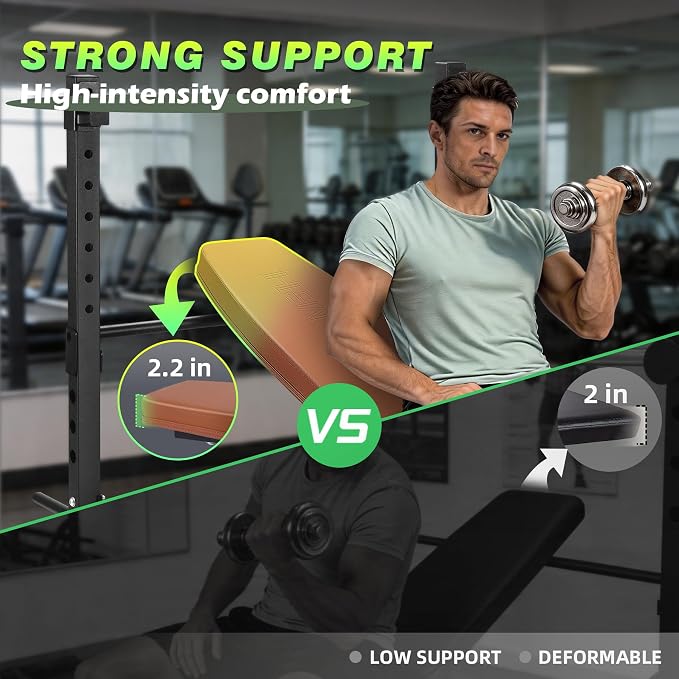 Adjustable FID Weight Bench for Home Gym | Bench press Set with 8-Level Barbell Rack, Flat/Incline/Decline Full Body weight benches for home gym
