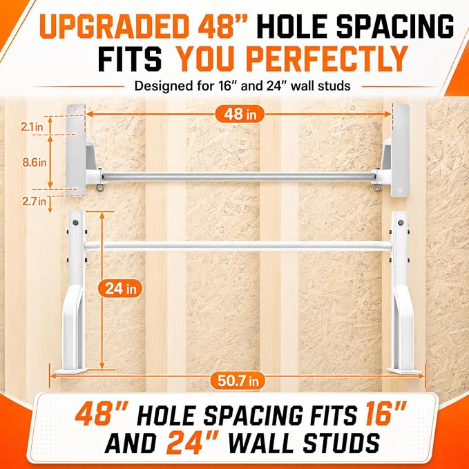 2026 Upgrade Pull Up Bar Wall Mounted - 600 lbs Heavy Duty Strength Training Pull-Up Bars, Ideal Rogue Pull Up Bar for Home and Commercial Gym, Easy Installation Chin Up Bar, Versatile Garage Pullup Bar