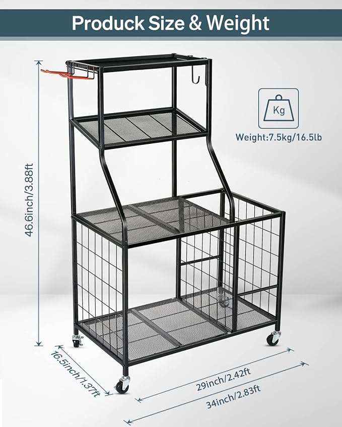 AHOWPD Weight Rack Home Gym Storage, Yoga Mat Storage Rack Workout Equipment Storage Rack for Dumbbells Kettlebell Resistance Band, Exercise Equipment Gym Rack Organizer with Wheel and Levelling Feet