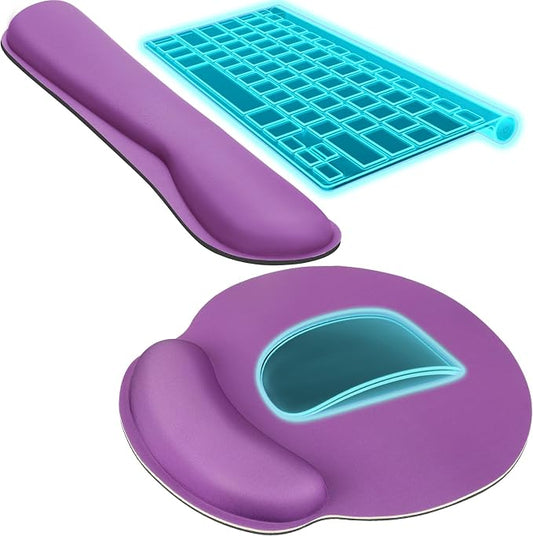 KTRIO Keyboard Wrist Rest & Mouse Pad with Wrist Rest, Violet Purple | Memory Foam Wrist Support, Ergonomic Design, Non-Slip Base, Office and Home Use