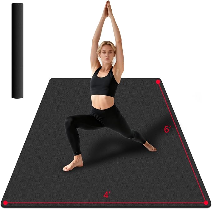 VTORY Extra Large Yoga Mat 6'x 4', (6mm /8mm), Thick Workout Mat | Non-Slip, Durable Exercise Mat for Home , Yoga, Pilates, Stretching