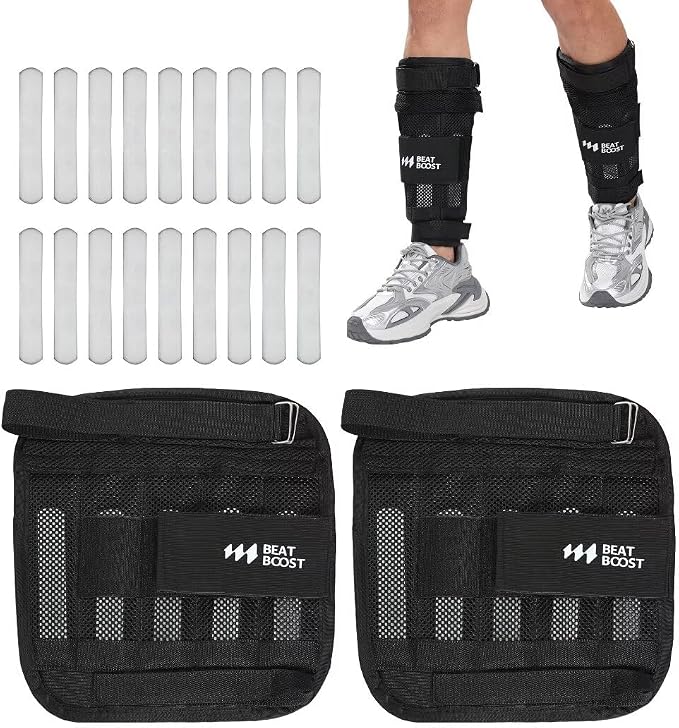 Ankle Wrist Weights 4lb/10lb/15lb/20lb/25lb/30lb BeatBoost Adjustable Leg Arm Weights for Men Walking Pilates Exercise Workout Gym Aerobics