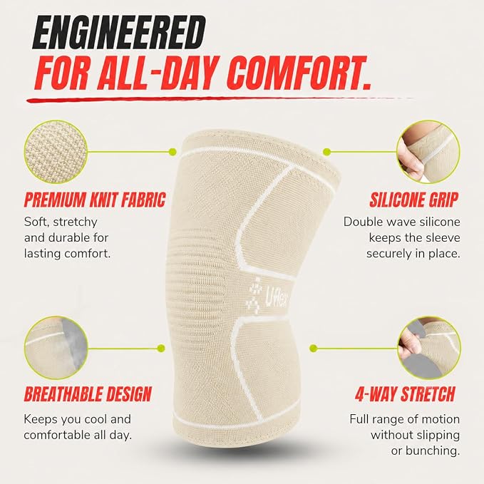 Knee Brace for Men and Women Knee Compression Sleeve Knee Support Wraps for Arthritis Joint Pain Relief, Workout, Swelling, Sports, Circulation, Running, Recovery for ACL & Meniscus Tear