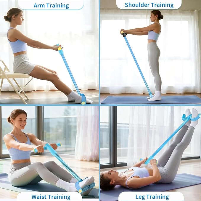 Pedal Resistance Bands with Handles, Upgrade 6-Tubes Elastic Bands for Exercise, Natural Rubber Foot Pedal Resistance Bands, Multifunction Fitness Bands for Abdomen, Waist, Arm, Leg, Pilates