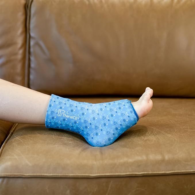 TheraICE Junior Ankle Ice Pack Wrap for Swelling, Sprained Ankle Support | Foot & Heel Ice Wrap for Achilles Tendonitis, Plantar Fasciitis, Comfortable Junior Fit