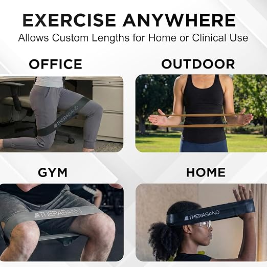 THERABAND Resistance Band Loop Set of 3, Exercise, 12", Black/Silver/Gold | Elastic resistance band for exercise, strength training, stretching and physical therapy - ideal for home workouts
