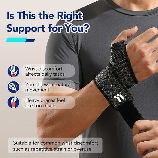 Carpal Tunnel Wrist Brace, Soft Thumb Opening for All-Day Wear & Support | Soft Thumb Design, Moderate Wrist Support, All-day Comfort, Easy Adjustment, Not Restrict Motion, Mild Carpal Tunnel Relief