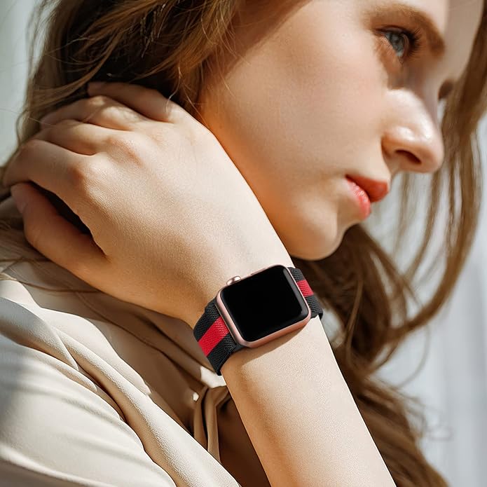 Lerobo Braided Band Compatible with Apple Watch Series 11 10 9 8 7 46mm 45mm 41mm Ultra SE 3 2 1 49mm Series 6 5 4 3 44mm 40mm 38mm 42mm Men iWatch Bands Women Stretchy Nylon Solo Loop Sport Strap