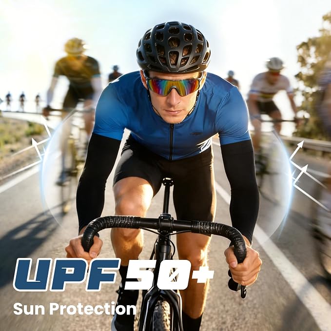 Mochabao 8 Pairs Soft Arm Sleeves, UV Sun Protection Cooling Compression Arm Covers for Outdoor Work, Sports, Men & Women