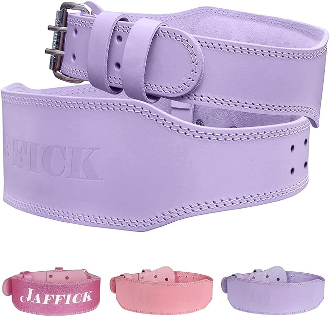 Jaffick Weight Lifting Belt For Ladies Leather Gym Belts Lower Waist Back Support For Women Men Fitness Squat Deadlift Heavy Duty Cross Training Gym Powerlifting Workout