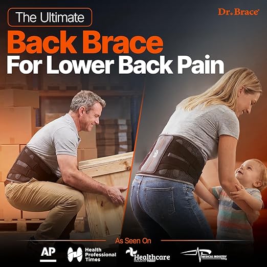 DR. BRACE® Lower Back Brace for Men & Women for Lower Back Pain Relief, Revolutionary Versatile Splints System & Removable Lumbar Pad, Adjustable & Breathable Back Support Brace
