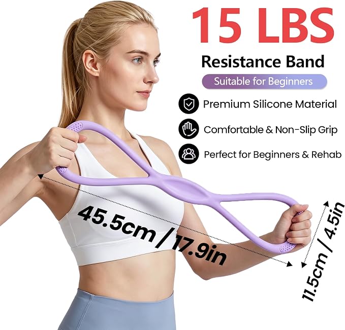 Figure 8 Resistance Band, Figure 8 Resistance Bands for Women Men,Resistance Band Figure for Working Out, Non-Slip Handles, Home Gym, Yoga & Physical Therapy