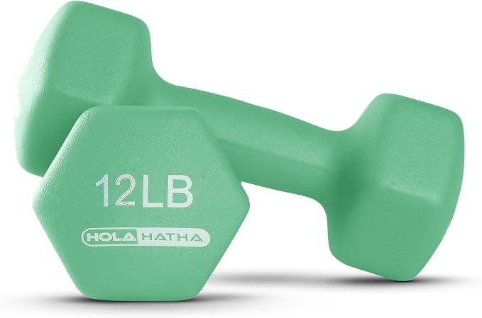 HolaHatha 1, 2 and 3 lb Neoprene Dumbbell Strength Training Weight Set with Rack
