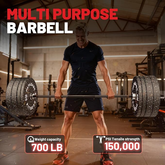 PAPABABE 4ft/5ft/6ft/6.5ft Barbell 2" Short Barbell for Strength Training | 4ft/5ft/6ft/6.5ft Straight Barbell, Womens Olympic Bar with Moderate Knurling for Squats Curls Deadlifts, Weightlifting