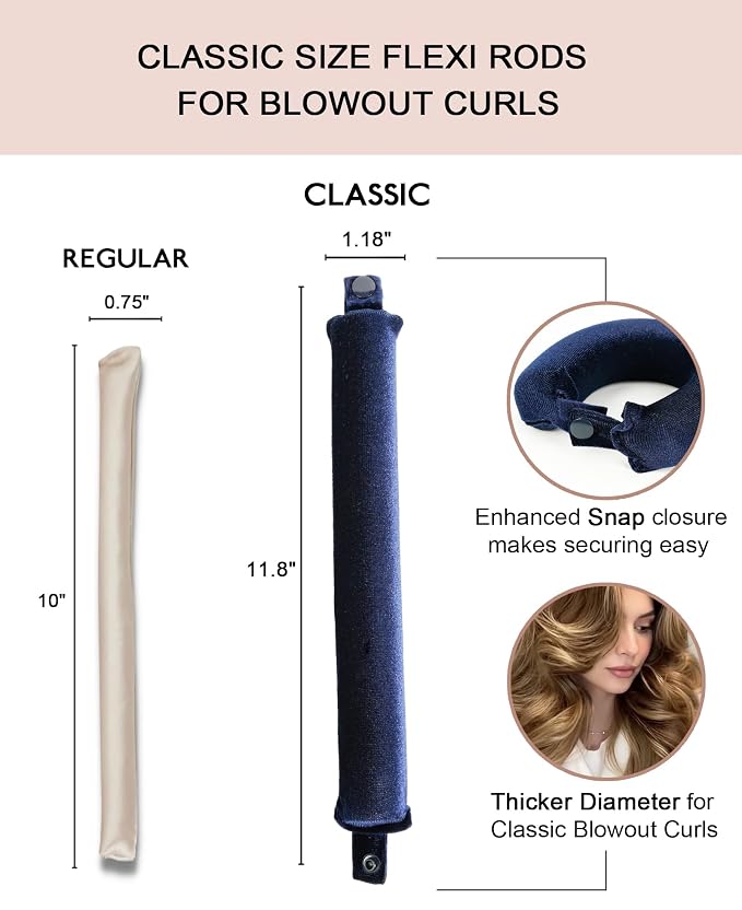 Classic Heatless Curls Overnight Rods No Heat Hair Curlers to Sleep Jumbo Foam Large Hair Rollers for Medium Long Hair Blowout Look, Heatless Flexible Curling Rod Set with Satin Wrap for Sleeping
