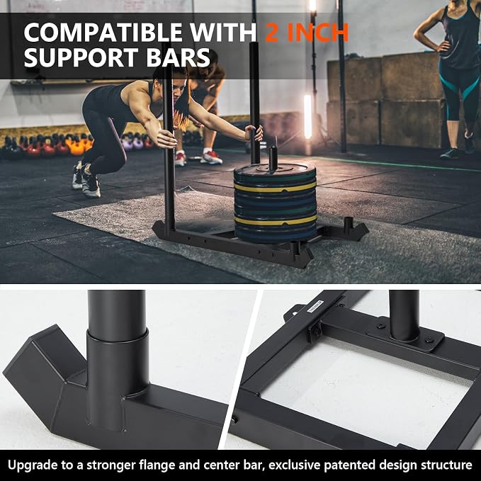 TE DEUM Weight Training Pull Sled, Fitness Strength Speed Training Sled, Steel Power Sled Workout Equipment for Athletic Exercise and Speed Improvement, Only Suitable for 2" Weight Plate