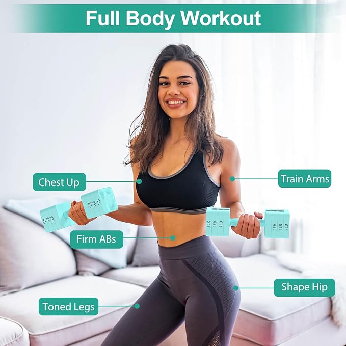 Hezeyferg Adjustable Dumbbells Set for Women/Men Home Gym | 18LBS 22LBS Adjustable Weight Dumbbells, Hand Weights Sets with Mutilple Levels, Full Body Workout