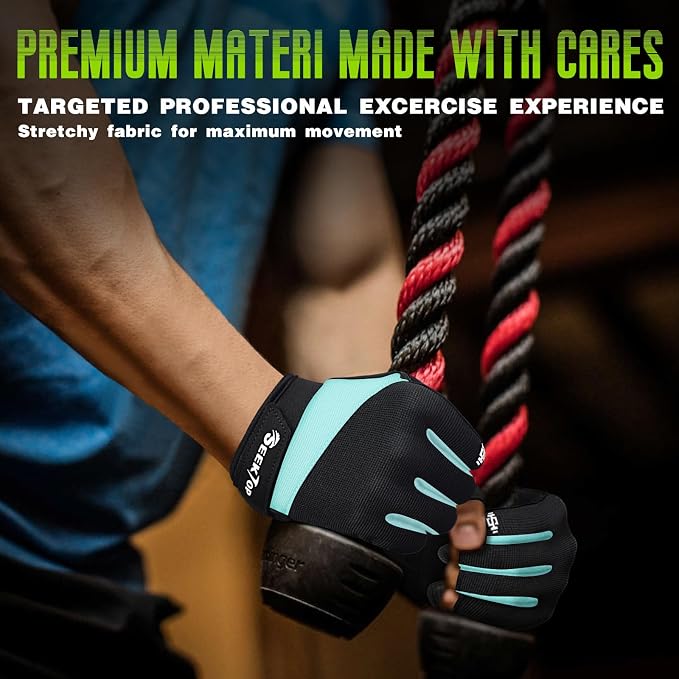 Seektop Padded Workout Gloves for Men & Women: Excellent Grip Gym Gloves | Breathable Lightweight, with Full Palm Protection,Gym Weight Lifting for Fitness, Training