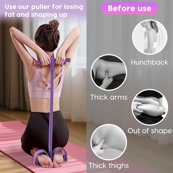 Resistance Bands with Handles, 6-Tube Elastic Pedal Resistance Band for Working Out, Durable Natural Rubber Exercise Bands, Multifunction Exercise Equipment for Abdomen, Waist, Arm, Leg Stretching