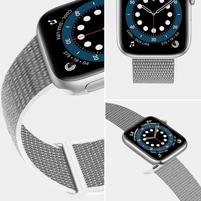 Sport Loop Band Compatible with Apple Watch Band 38mm 40mm 42mm 44mm iWatch Series 6 5 SE 4 3 2 1 Strap, Nylon Velcro Women Men Stretchy Elastic Braided Adjustable Wristband, 38mm 40mm Sea Shell | Braided Nylon Band for Apple Watch 38mm 40mm, Adjustabl...