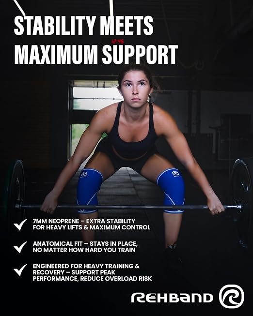 Rehband Classic 7mm V Knee Sleeve for Weightlifting, Competition Grade Powerlifting Knee Sleeve, Compression Sleeve for Crossfit, Squats, Gym & Heavy Lifts, Colour:Camo - 1 Pair, Size:X-Small