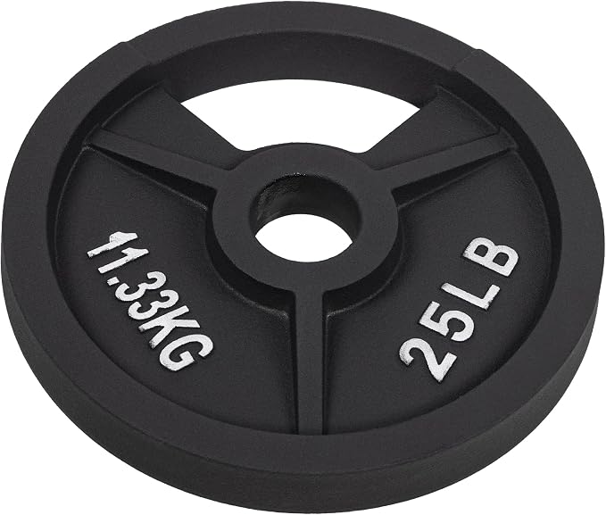 Signature Fitness Cast Iron Plate Weight Plate for Strength Training and Weightlifting, Olympic or Standard