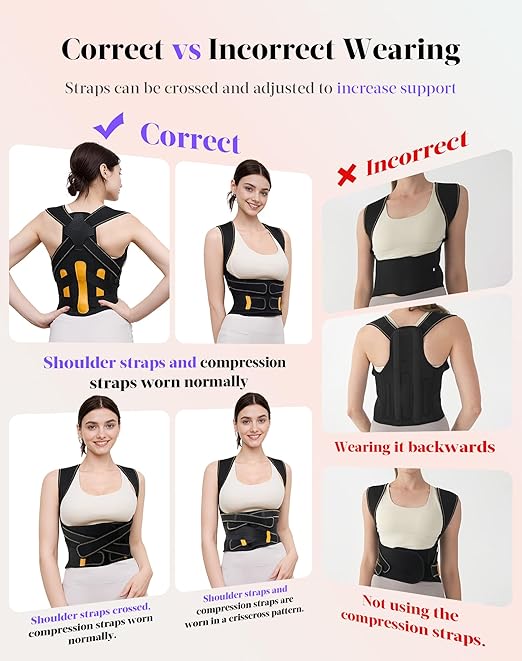 Posture Corrector for Women and Men, Full Back Support Brace, Adjustable Shoulder Straightener, Improving Posture, Relief Upper and Lower Back, Neck Pain, Pink, Medium