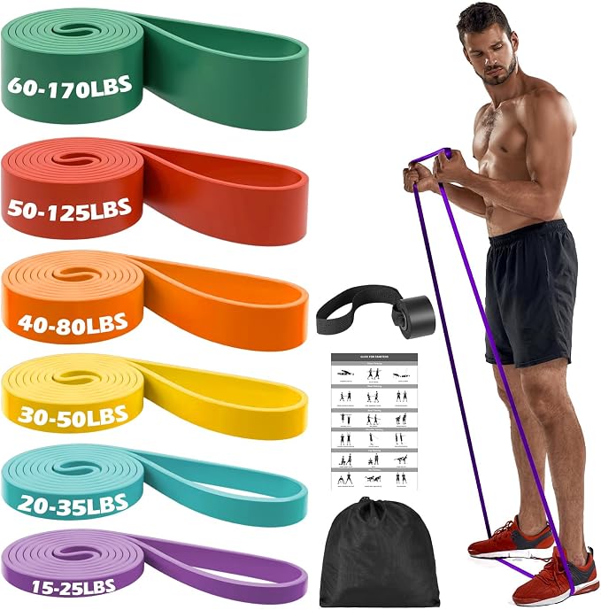 Zacro Resistance Bands Set with Door Anchor, Heavy Duty Pull Up Exercise Bands for Working Out, Muscle Power Strength Training, Physical Therapy, Home Fitness Gym Equipment for Men & Women