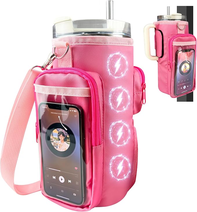Magnetic Gym Bag, Magnetic Water Bottle Holder for Stanley, Gym accessories, Gym Gifts for Women and Men (PNK, 40 OZ)