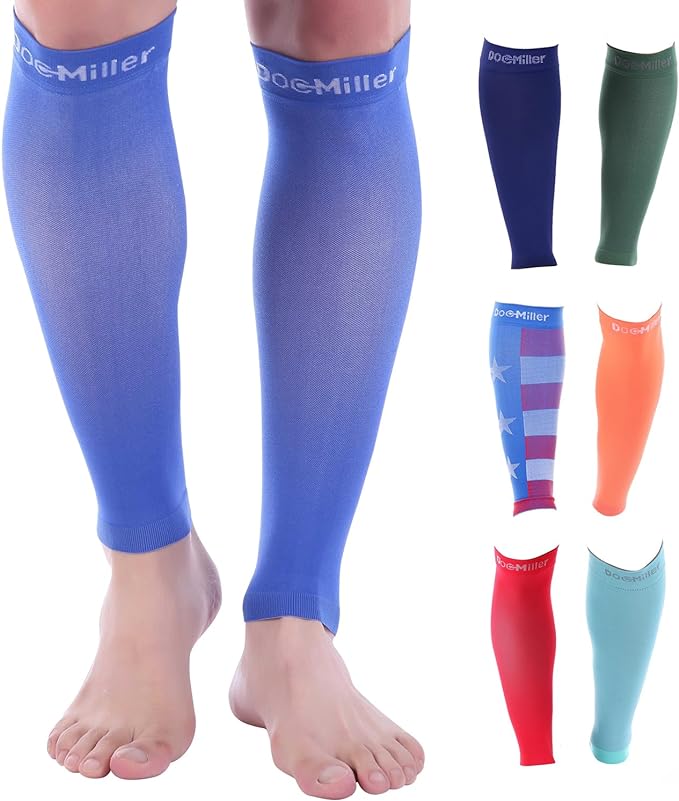 Doc Miller Compression Calf Sleeve for Men & Women, 20-30mmHg | Graduated Support for Running, Shin Splints, Calf Strain, Knee High, Small to 6XL Plus Size