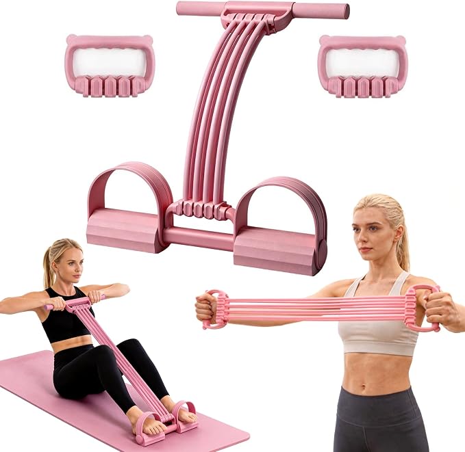 3 in 1 Adjustable Pedal Resistance Band, 8-Tube Multifunction Tension Rope, Natural Latex sit-up Trainer Resistance Band Suitable for Fat Loss and Full-Body Shaping Workout