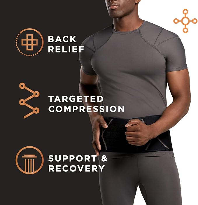 Tommie Copper Back Brace and Posture Corrector for Men l Sweat Wicking Breathable Back and Muscle Compression Support for Men