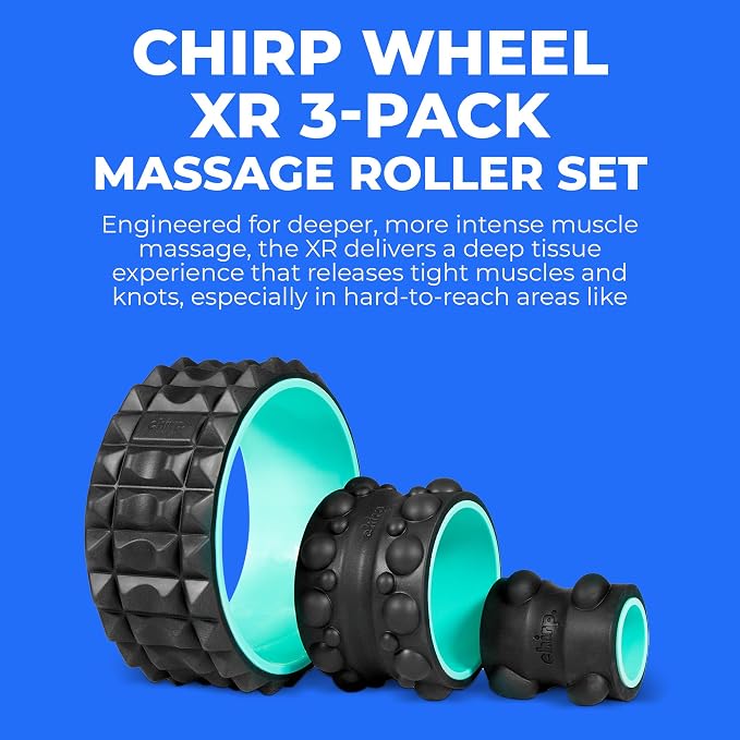 Chirp Wheel XR Acupressure Back Roller Set, 3-Pack, Mint | Acupressure Back Roller Set, Textured Foam Roller for Trigger Points, Deep Tissue Massage, 4/6/10 in