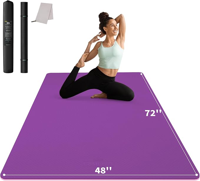 CAMBIVO 72''x48'' Large Yoga Mat, Extra Thick TPE Workout Mat | extra large exercise mat, non-slip TPE cushioning for joint relief, pilates stretching, apartment noise dampening