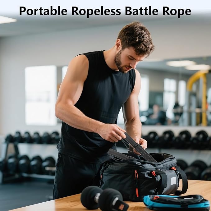 ASIEIT Upgraded Ropeless Battle Rope for Home Gym, Adjustable Weight Battle Ropes for Advanced Fitness Training, Portable Workout Ropes for Athletes, Boxers, Fitness Beginners, Burn Fat