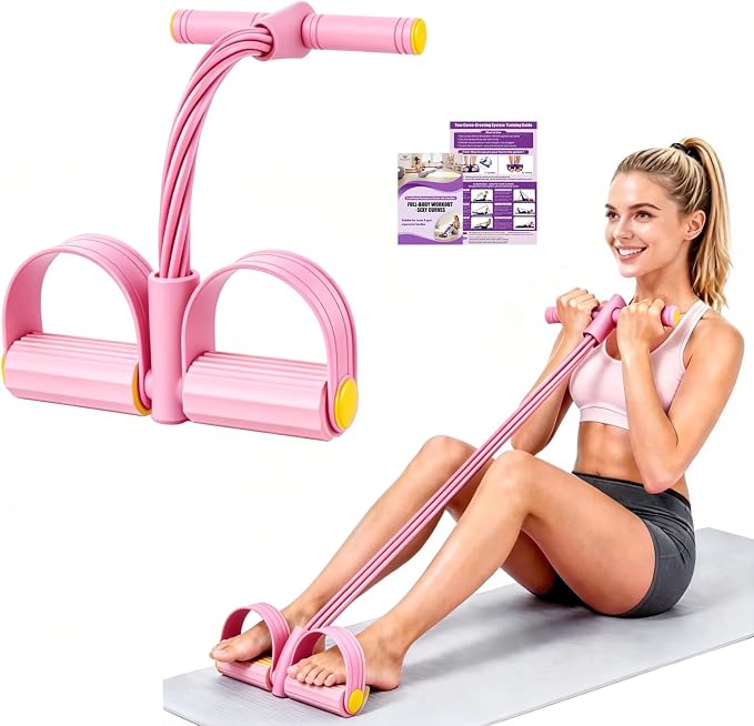 Multifunction Foot Pedal Resistance Bands with Handles, 6-Tube Elastic Yoga Exercise Bands, Home Gym Workout Equipment for Women & Men to Abs, Core, Leg, Arm, Waist Stretching