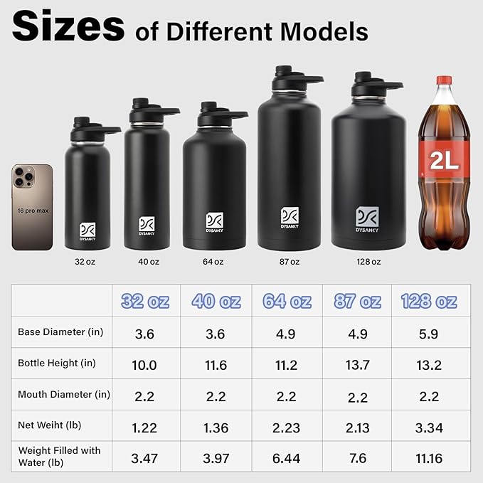 DYSANKY Gallon Insulated Water Bottle with Portable Carrier Bag for Outdoor