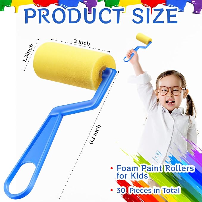 Tenceur 30 Pcs 3 Inch Foam Paint Rollers Painting Sponge Roller,Blue