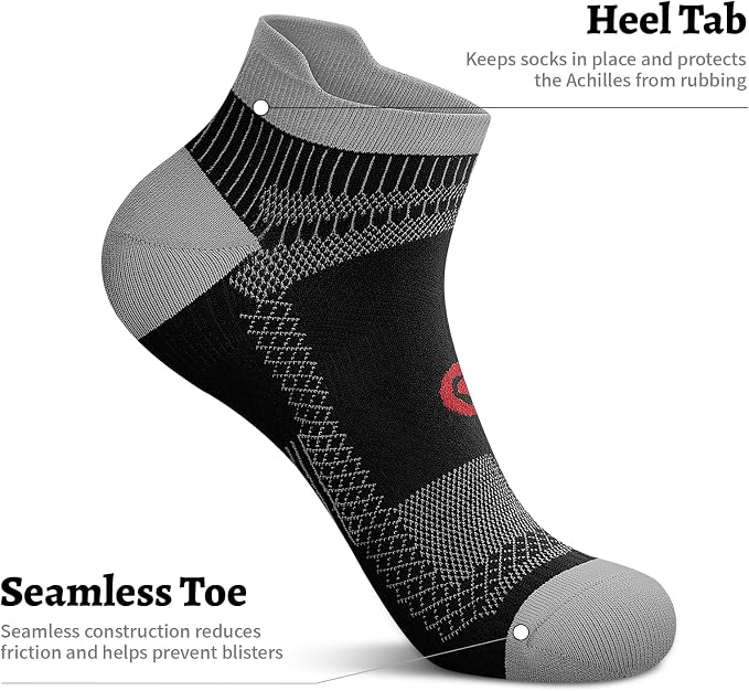Compression Socks for Men Women Ankle Running Socks for Plantar Fasciitis | Low Cut Athletic Ankle Socks with Ankle & Arch Support for Running, Cycling, Golf, Work, Plantar Fasciitis Relief