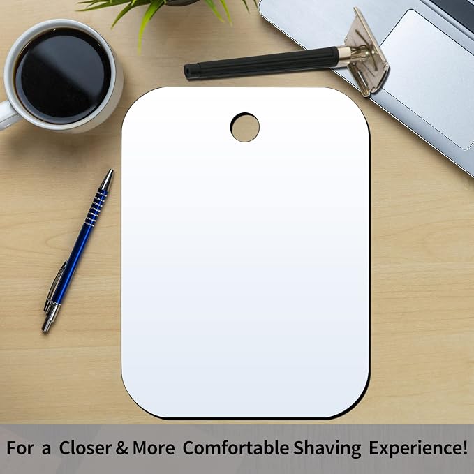 Shaving Mirror, Unbreakable Shower Mirrors, (Medium,(6 inches x8 inches) Bathroom Handheld Mirror for Men and Women Portable Camping Travel Mirrors,Frameless Handheld for Makeup, Silver